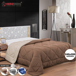 Herzberg HG-2420BCO: tweekleurig microvezel dekbed - 240x200cm bruin