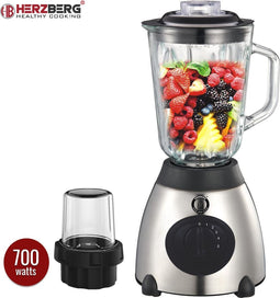 Herzberg HG-5009GL: 2 in 1 Krachtige Glazen Blender - 350W