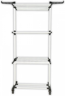 Herzberg HG-8034BW: Verhuisbaar wasrek - Zwart kunststof met witte buizen