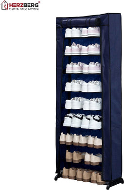 Herzberg HG-8076: Organisator Voor Kleine Schoenenrek Met 9 Niveaus Blauw