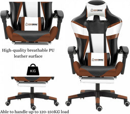 Herzberg HG-8082: Driekleurige Gaming- En Bureaustoel Met T-vormig Accent Rood