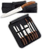Herzberg HG-K9W: 9 Pieces Knife Set with Roll-up Carry Bag