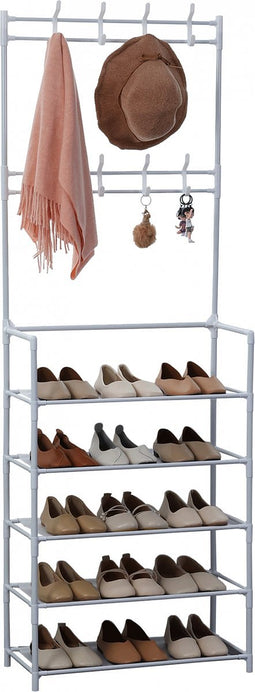 Herzberg Home & Living Herzberg Gesegmenteerde Kapstok Kleerhanger Met 5 Planken Schoenrek - 60X173Cm