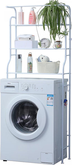 Herzberg Home & Living Herzberg Hg-03299: 3-Tier Wasmachine En Badkamer Opbergrek Met Handdoekhanger Wit