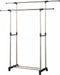 Herzberg Verstelbaar kledingrek op wieltjes met dubbele stang