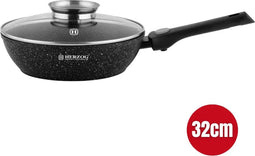 Herzog Hr-3612: 32Cm Met Marmer Gecoate Frituurpan Met Aromaknop En Afneembaar Handvat