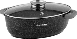 Herzog Hr-5232: 38Cm Marmeren Braadpan Met Glazen Deksel, Aromaknop - 8.4L