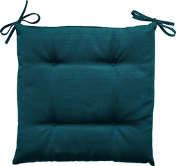Hespéride Korai Stoelkussen met lintjes - Waterafstotend - Afneembare hoes - 4 knopen - 40x40cm - Eendblauw