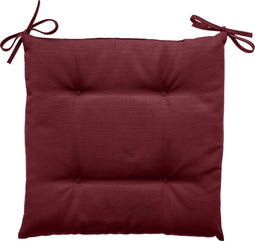 Hespéride Korai Stoelkussen met lintjes - Waterafstotend - Afneembare hoes - 4 knopen - 40x40cm - Bordeaux