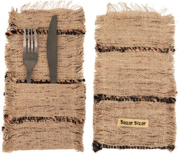 Het Oh My Gee Bestekzakje - Beige Zwart - Set van 4