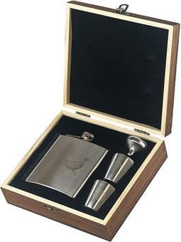 Heupfles Fazant - Luxe Set - RVS - Gegraveerd - Selbraehouse Scotland