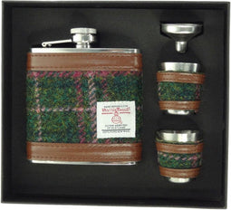 Heupfles Groen en Paars (Plum) - Luxe Set - Harris Tweed - Glen Appin of Scotland