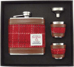 Heupfles Rood Geruit - Luxe Set - Harris Tweed - Glen Appin of Scotland