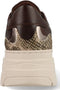 PS Poelman JANA - Dames Sneakers - Chunky zool 5 cm - Bruin met beige