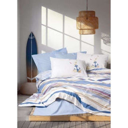 Beddengoedset - 1 dekbedovertrek 220 x 240 cm + 2 kussenslopen 60 x 60 cm - 100% katoen - Blauw