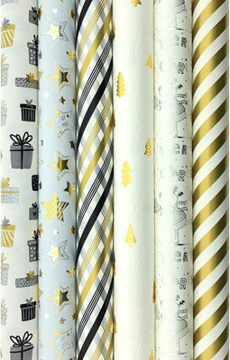 GOLD and SILVER - Cadeaupapier - 6 rollen 3 meter x 70 cm - Kerst