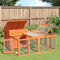 vidaXL - Konijnenhok - 144x123x67,5 - cm - massief - grenenhout - bruin