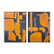 Schilderij Home ESPRIT Blauw Oranje Abstract Stads 103 x 4,5 x 143 cm (2 Stuks)