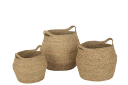 S/3 BASKET ROUND HANDLE GR NAT