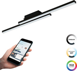 EGLO connect.z Fraioli-Z - Smart Plafondlamp - Instelbaar RGB & wit licht - Zwart/Wit (2 stuks)
