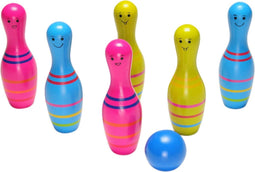 BS Toys Skittles Bowling Kegelspel - Bowlingset kinderen - bowlingset speelgoed - Actiespel - Houten speelgoed - Kinder Speelgoed 4 Jaar - Buiten speelgoed - Buitenspel - Buiten Spellen - Tuin Speelgoed - Rood & Wit - 6 Kegels