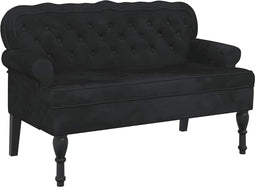 vidaXL - Bankje - met - rugleuning - 119,5x64,5x75 - cm - fluweel - zwart