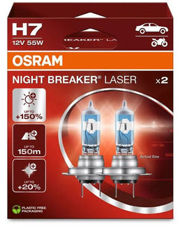 Set Osram H7 Night Breaker Laser (Set) Gen2 2025 Nieuw Versie 12V 55W Halogeen Lamp 150% Meer