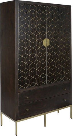 Kast DKD Home Decor 100 x 40 x 175 cm Zwart Metaal Acacia