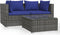 vidaXL - 3-delige - Loungeset - met - kussens - poly - rattan - grijs