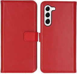 Selencia Galaxy S23 - Echt Lederen Bookcase - Ruimte voor 3 pasjes - Rood