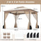 Coast Paviljoen Khaki – 3 x 3,6 m Tuinpaviljoen met Dubbel Dak, Gaaswanden en Zandzakken – 365 x 300