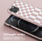 Selencia Hoesje Geschikt voor iPhone 12 Pro / 12 Hoesje Met Koord - Selencia Siliconen design hoesje met afneembaar koord - Roze / Irregular Check Sand Pink