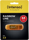 Intenso Rainbow Line USB stick - 64GB - 28 MB/s lezen - Oranje (3 stuks)