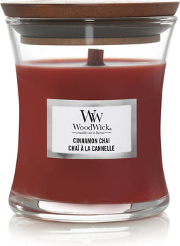 WoodWick Cinnamon Chai - Mini Geurkaars - 20 branduren - 85gr - 8 cm / ø 7 cm