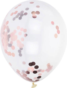 Ballonnen met Rosegouden Confetti, 8st.