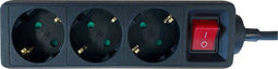 BRASQ Stekkerdoos 3-voudig Zwart - 3 meter - Stekkerdozen - Verlengsnoer met stekkerdoos - Verlengkabel - Verlengsnoer - Met Randaarde
