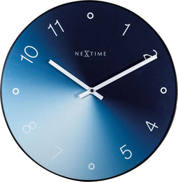 NeXtime - Stille Wandklok - 40cm - Glas / Metaal - Blauw - 'Gradient'