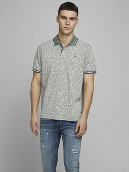 Jack & Jones JPRBLUWIN - Polo korte mouw - Groene polo met bloemen - Dark Forest - Maat S