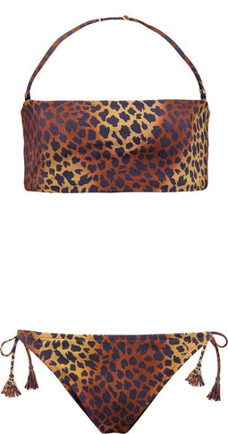 Pebbly Tube - Bikini - Panterprint met afneembare bandjes - Rood