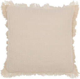 J-Line kussen Franjes Mousseline - katoen - lichtbeige