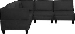 Beliani FEVIK - Hoekbank met ottomaan - Zwart - Kunststof
