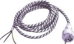 Scanpart strijkijzersnoer met stekker 3 meter - 3 aderig - Zwart - Wit - Electriciteitssnoer - Electriciteitskabel