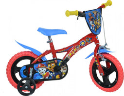 Dino Paw Patrol - Kinderfiets 12 Inch - van 2-4 Jaar - met Zijwieltjes - Jongensfiets Rood
