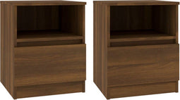 vidaXL - Nachtkastjes - 2 - st - 40x40x50 - cm - bewerkt - hout - bruin - eikenkleur