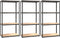 vidaXL - Opbergrek - 4-laags - 3 - st - staal - & - bewerkt - hout - antracietkleurig