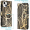 iMoshion Hoesje Geschikt voor iPhone 14 Hoesje Met Pasjeshouder - iMoshion Design Softcase Bookcase - Goud / Golden Leaves