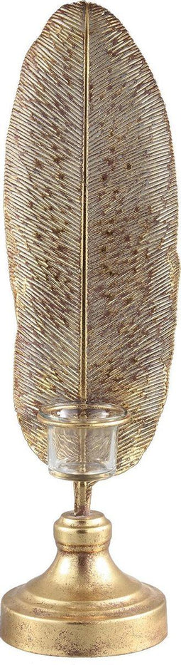 PTMD Xandro Theelichthouder Veer - H44,5 x Ø12,5 cm - Metaal - Goud