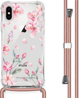 iMoshion Hoesje Geschikt voor iPhone Xs / X Hoesje Met Koord - iMoshion Design Hoesje met Koord - Roze / Transparant / Blossom Watercolor