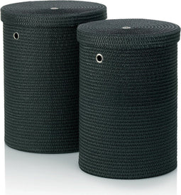 Kela Rimossa Wasmand - Set van 2 - Met deksel - Zwart (2 stuks)