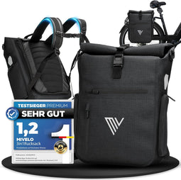 MIVELO 3-in-1 Fietstas - Waterdicht Rugzak Schoudertas - 25L Zwart Reflecterend